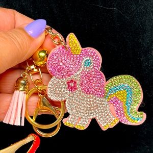 💜beaded bling rhinestone purse key chain -novelty